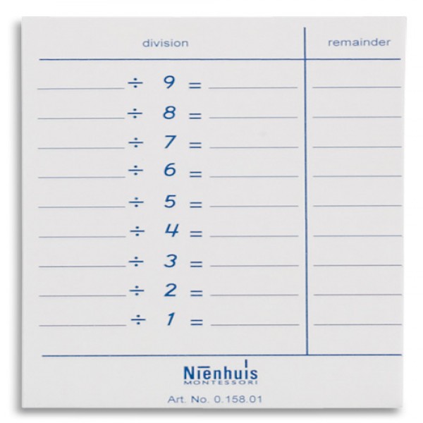 Bảng các phép chia